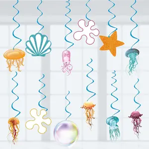Under the Sea Party Decorations Jellyfish Party Decor, Assembled and  to Use,  Theme Party  Swrils 24 count Party Streamers   Shower Birthday Party Decor Supplies