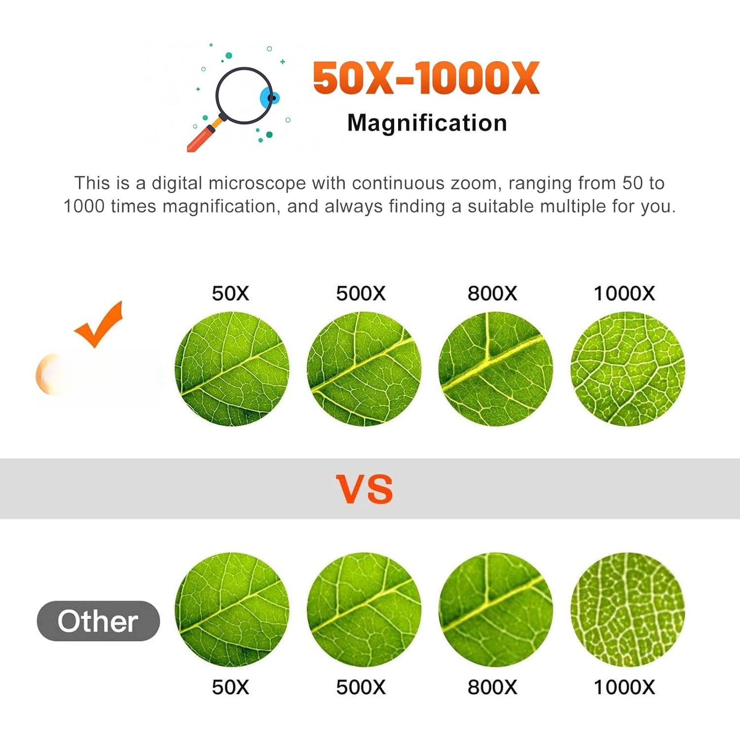 Microscope, LCD Digital Microscope 1000x, Magnifier with 8 Adjustable ...