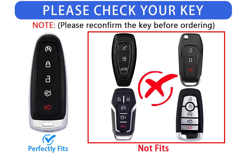 for Ford Key Fob Cover with Keychain,Key Fob Cover Case Shell Compatible with Ford C-Max Edge Escape Expedition Explorer Flex Focus Taurus Lincoln MKS MKT MKX Smart Remote Key (Black)