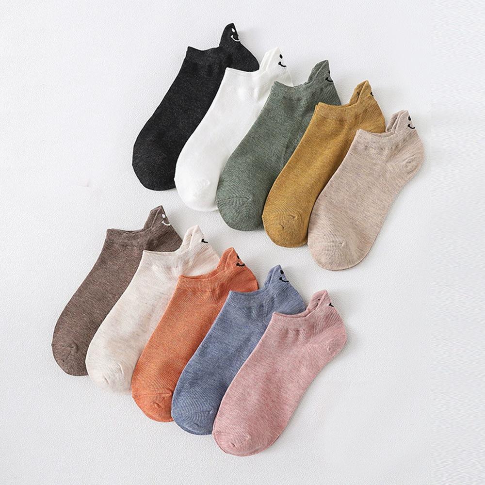 5/10 Pair Kawaii Embroidery Shallow Mouth Socks Women Spring Summer Short Cool Socks Casual Korean Style Street Sokken Female