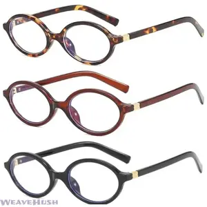 3 Pack 2026 New Retro Small Oval Flat Top Blue Light Blocking Glasses, Unisex Clear Lens PC Frame Eyeglasses, Lightweight Comfort Computer Eyewear for Office Screen Use, Daily Casual & Nerd Style Fashion Accessory Gift