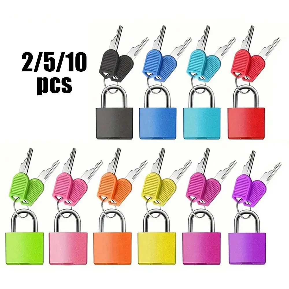 2/5 Piece Hanging Padlock Set, Small Keyed Luggage Lock, Outdoor Camping Travel Key Lock, Bicycle Lock, Backpack Storage Cabinet Lock