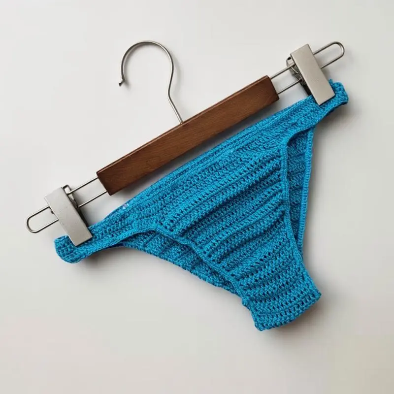 Mens knitted crochet short swim trunk sunbathing brief designed for beach pool and summer vacation lightweight breathable quick dry fabric with stylish fit perfect for swimming tanning lounging or resort wear essential for modern men