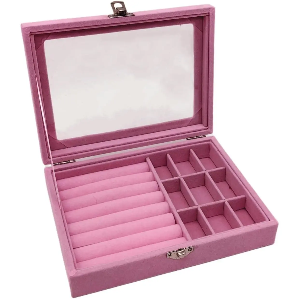 Glass  Ring Display Stand Storage Box Rings Earrings  Box Ring Holder Case ()