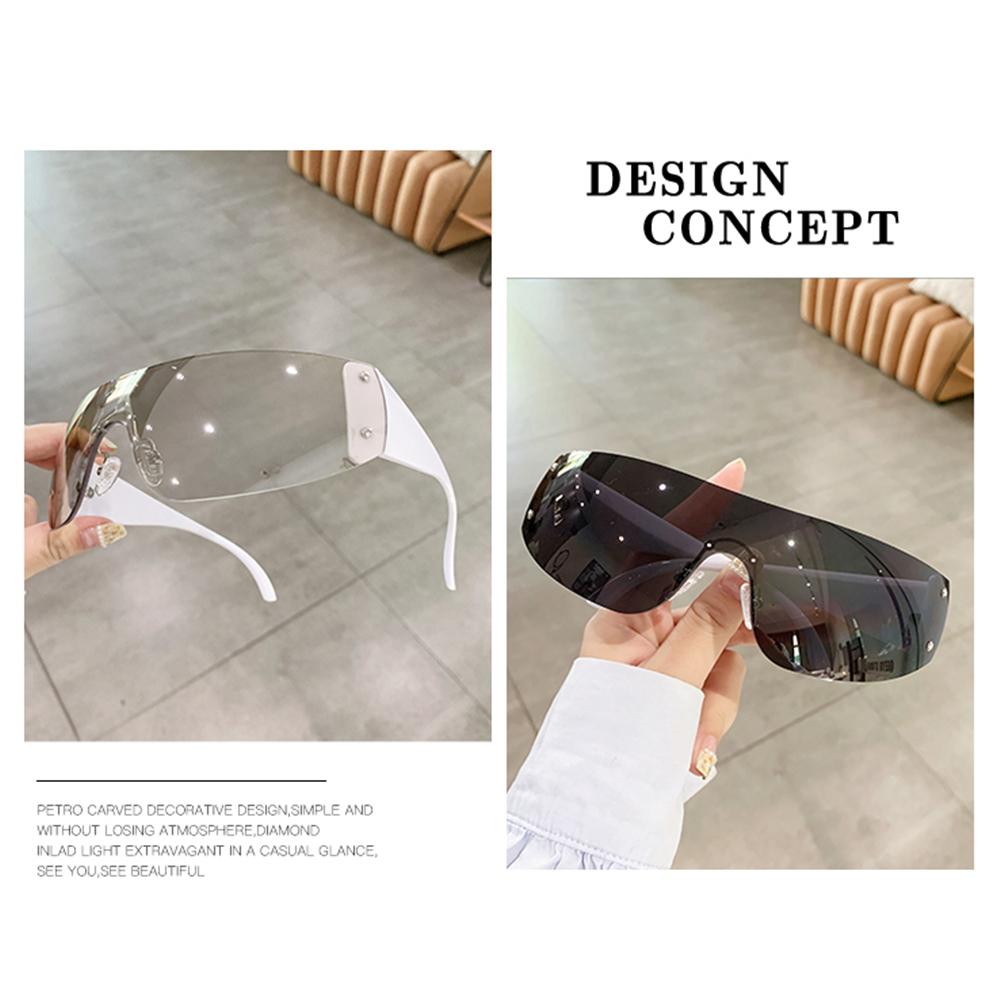 1pc Trendy Rimless Star Y2K Sunglasses for Women Men Punk One Piece Goggles Oversized Wrap Around Shades 2000's Eyewear UV400