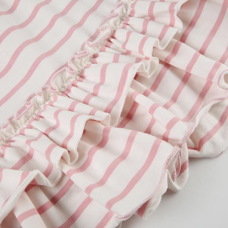 Sweet Striped A-Line Ruffle Spaghetti Strap Vest, Y2K Style Pleated Twist Fashion Top, Tight-Fitting Fall & Winter Women's Clothing