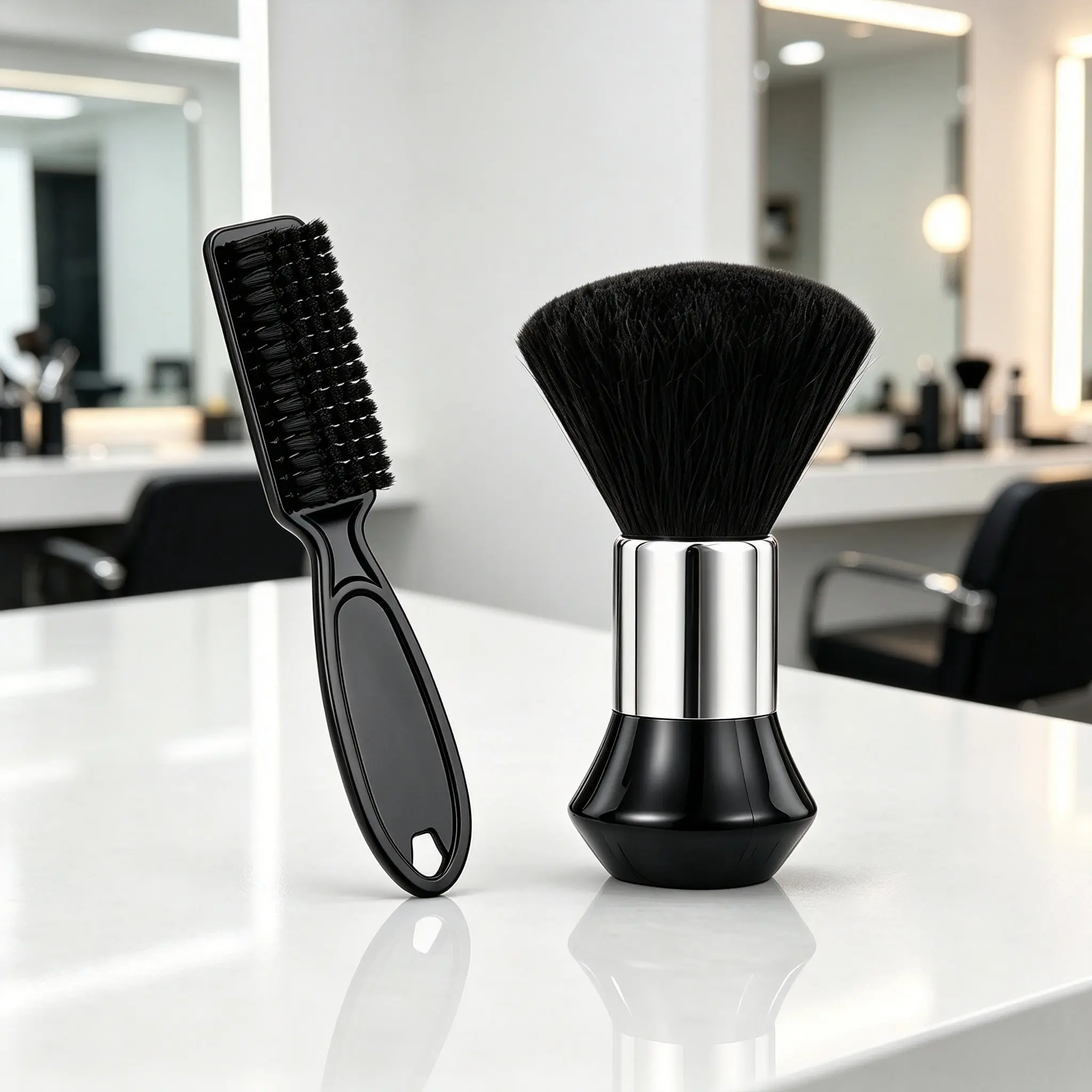 Professional 2‑Piece Neck Face Duster Brush Kit, ABS & Fiber Material Barber Brushes, Beard Grooming, Hair Cleansing & Hairdressing Styling Tools, Practical Accessory for Beauty Personal Care, Barbershop & Household`