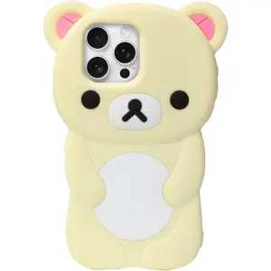 IAIYOXI Soft Silicone Bear Case for iPhone 14, Cute 3D Cartoon Teddy Bear Designed, Protective Lovely Fun Adorable Fashion Phone Case, Kawaii Cover for Women Girls Kids, Yellow