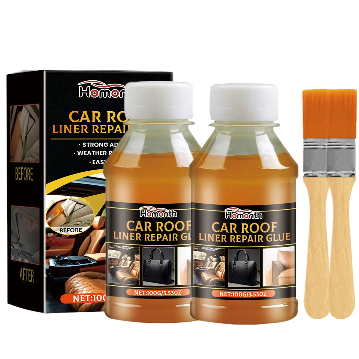 200 ML Headliner Repair Glue,  Roof Liner Quick Repair Adhesive,  Roof Fabric Glue with Brush