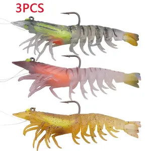Set of 3 Pre-Rigged Fishing Jigs Suitable for Both Freshwater And Saltwater, Featuring Highly Durable TPE Material for Bass Fishing, Realistic Shrimp And Crayfish Designs, And a Weedless Feature Ideal for Catching Crappie, Trout