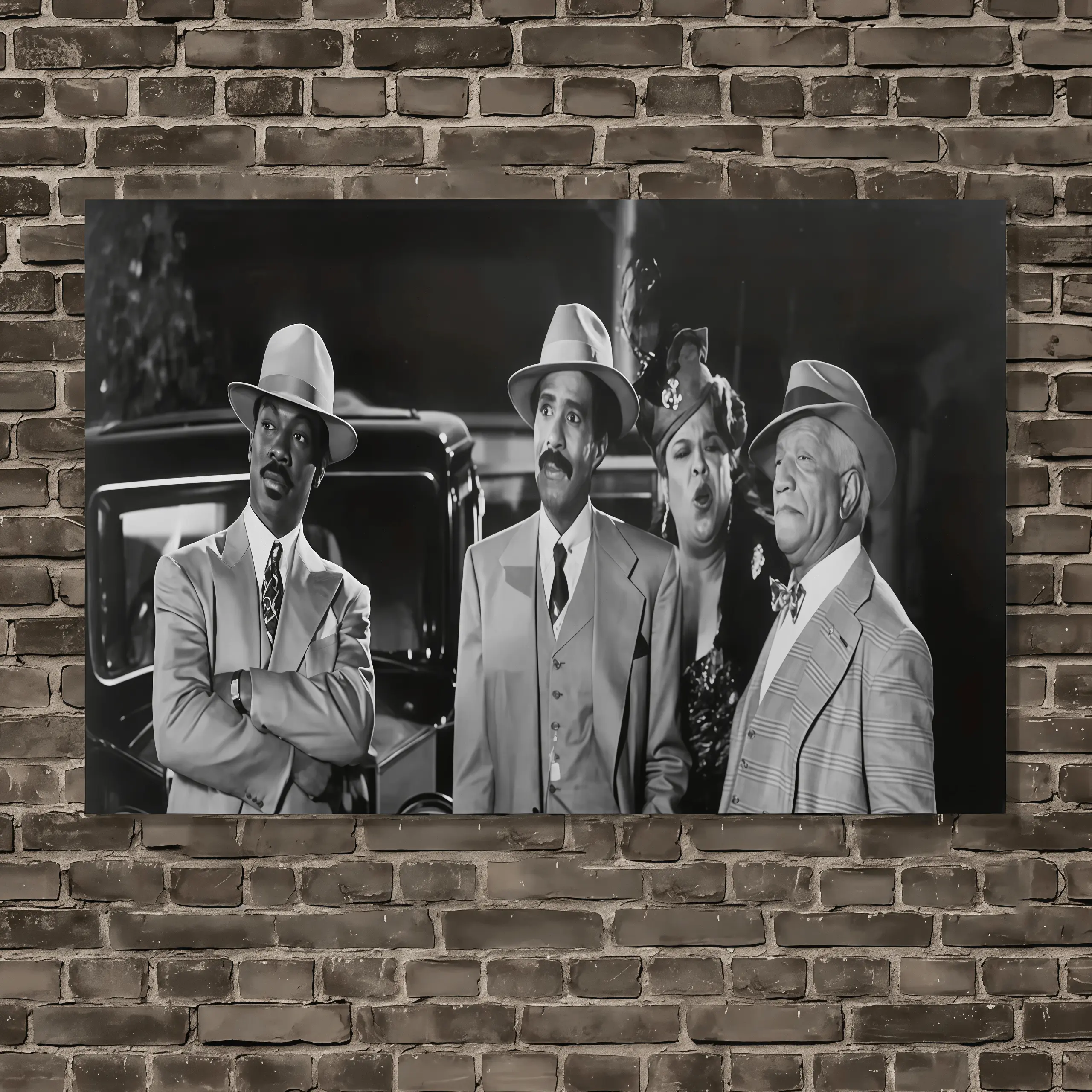 2D Flat, 1 Piece with Frame, Harlem Nights Black and White Movie Theme Canvas Wall Art. Suitable for Vintage Rooms, Bedroom Decoration, an Excellent Gift for Classic Movie Fans. Canvas Poster, 2D Flat y2k japanese drift poster masculine gym decor mma