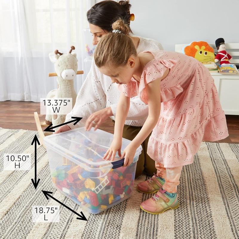 Cleverstore Clear 32 Qt 6 Pack Stackable Plastic Storage Containers with Durable Latching Clear Lids Visible Storage Great for Closet and Laundry Storage Organizing in the Home