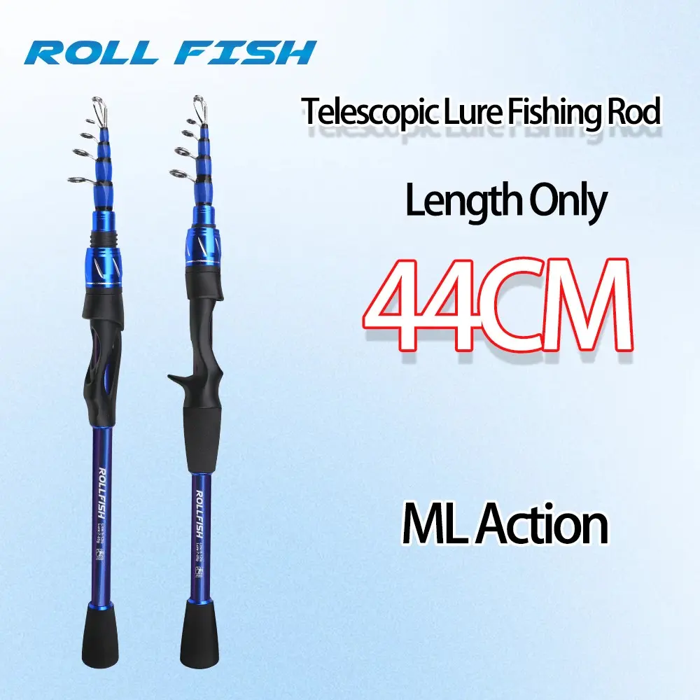 Rollfish Carbon Fiber Telescopic Fishing Rod, Medium Heavy Lure Fishing Pole, Eva Handle, Suitable for Saltwater & Freshwater Environments
