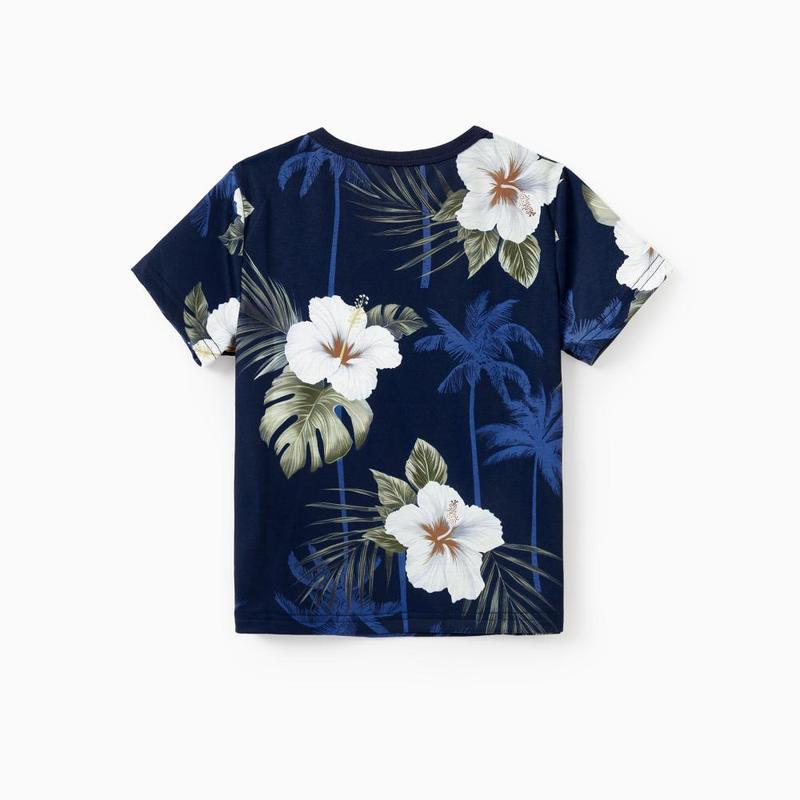 PatPat Family Matching Floral Print Cotton Top Short-sleeve Shirt or Splicing Sleeveless Tank Dress Spingtok