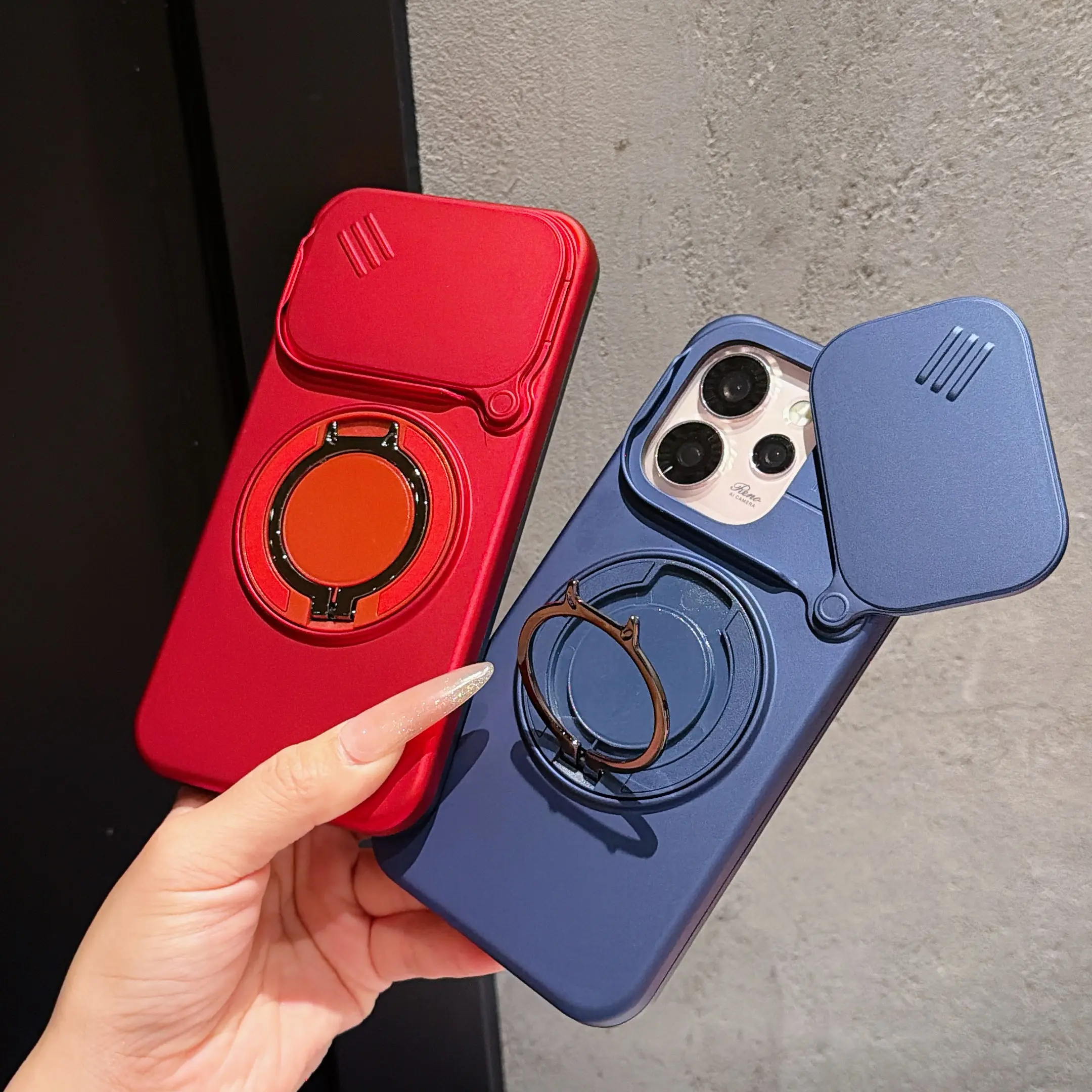 360 Rotating Magnetic Stand Phone Case for Oppo Reno 15 Series, Anti-Drop Protective Cover with Camera Push-Button Shield
