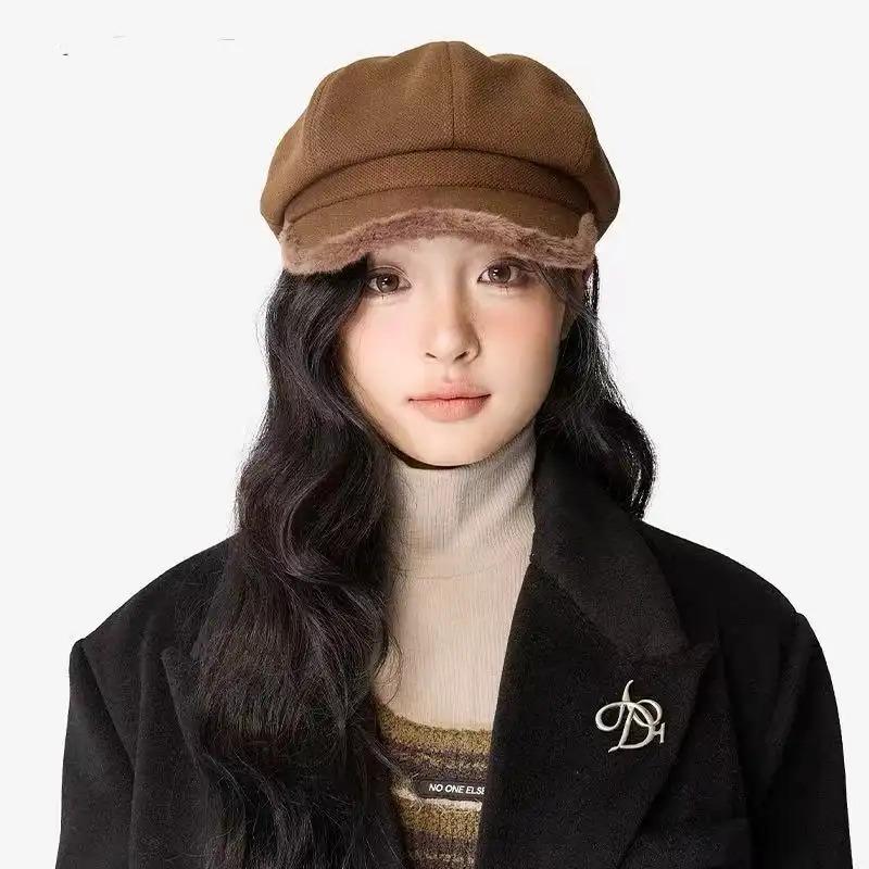 Women'S Elegant Korean Beret Hat - Non-Stretchy Structured Fit, Lightweight Warm Winter Cap for Everyday & Formal Outfits - Chic Cold Weather Accessory for Women, Cute Hats, Seasonal Fashion, Classic Design, Durable Construction, Stylish Headwear, Fashion