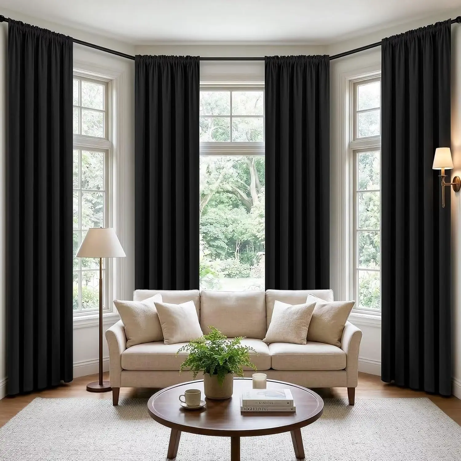 Burgundy Red Rod Pocket Blackout Curtains, 2-Panel Set (W52 x L84 in) - Extra Tall Triple-Weaved Thermal Light Blocking Textured Drapes, Privacy Focus for Bedroom/Living, Home/Office