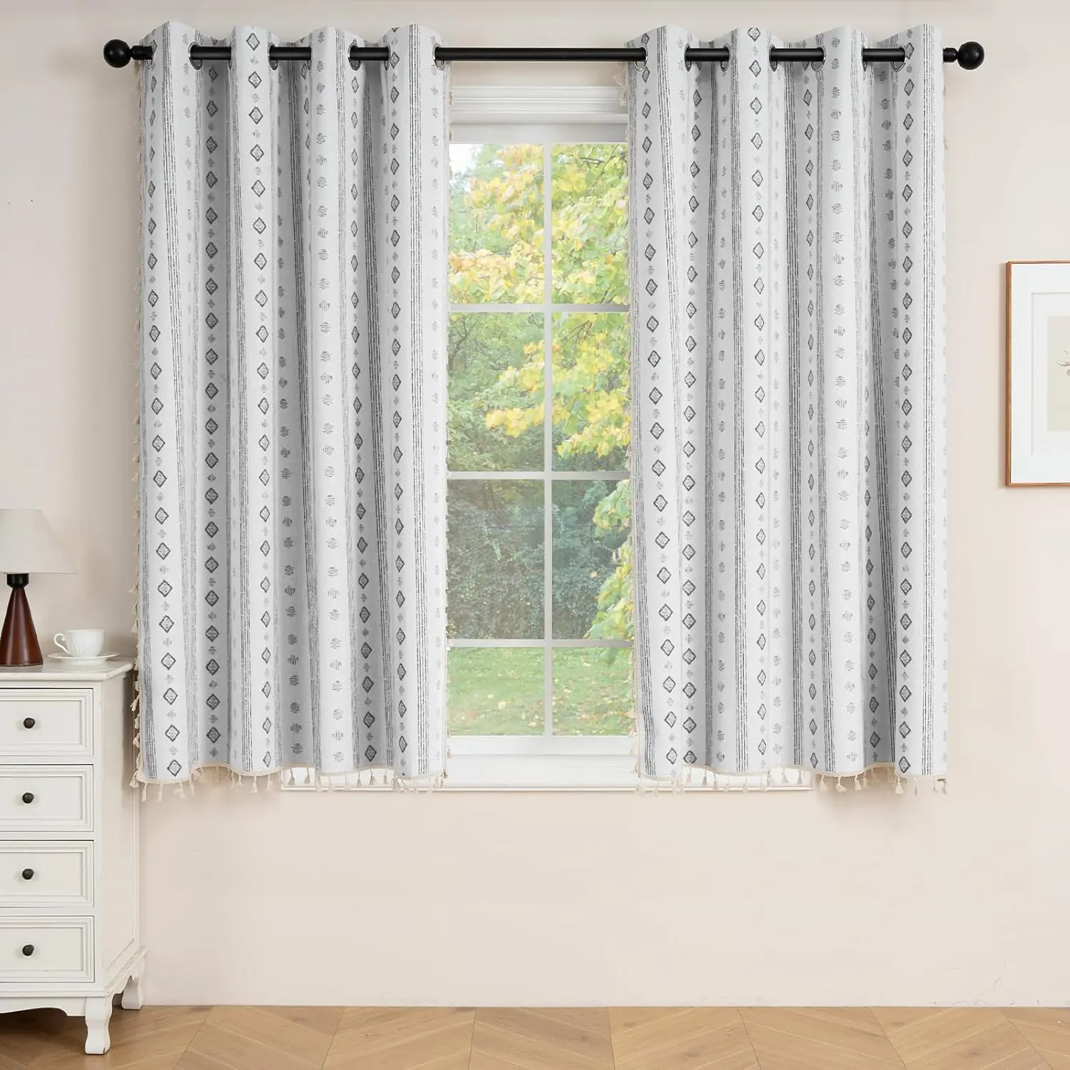 Blackout Boho Curtains & Drapes 63 Inch Length  Decorative Patterned Black Out Window Curtains   Proof for Bedroom Living Dining Room Bedroom Decor