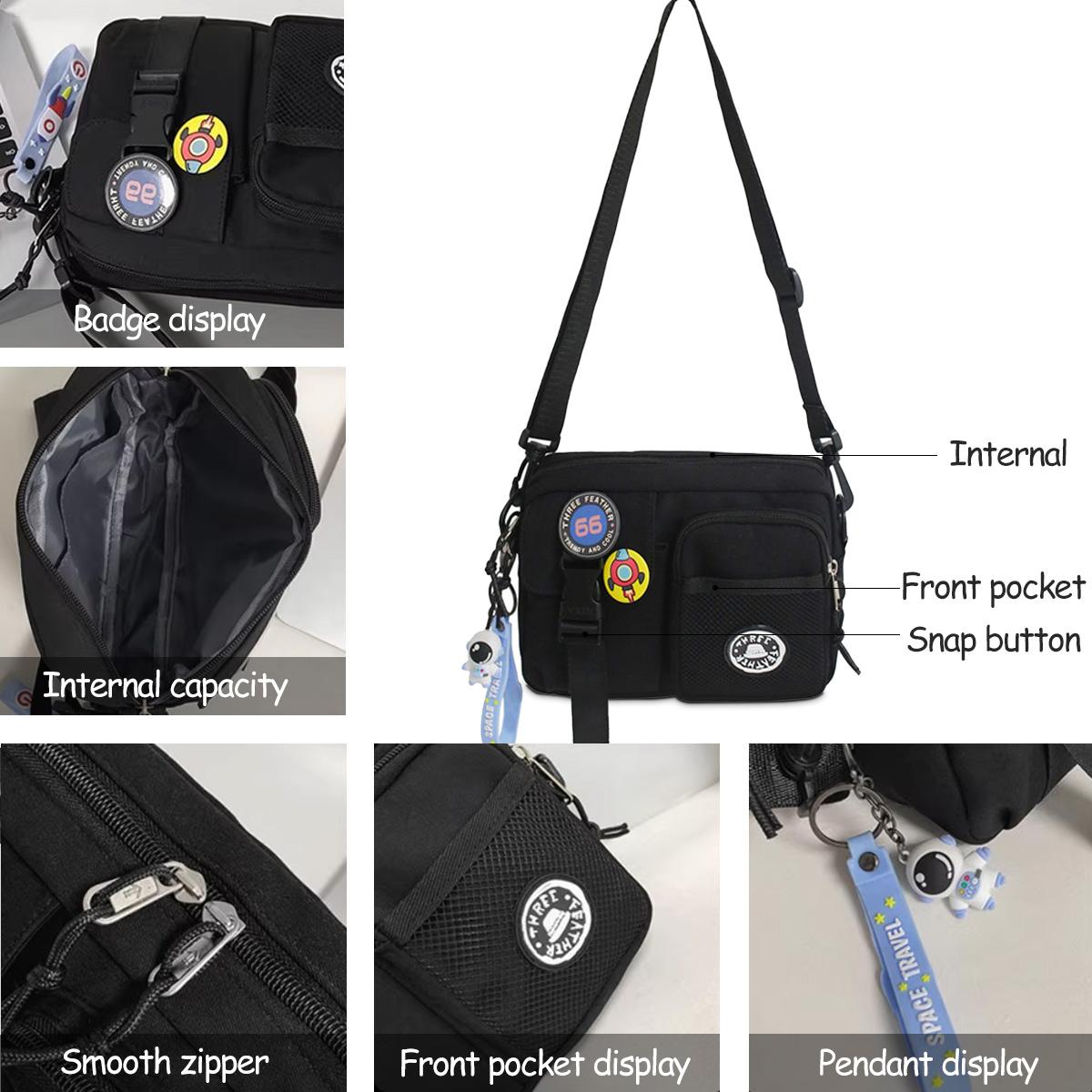 Unisex Crossbody Phone Bag | Multi-pocket, High-Quality | Daily Commuting & Shopping Bag (Random Badge) Stylish, Practical everyday Shoulder Bag