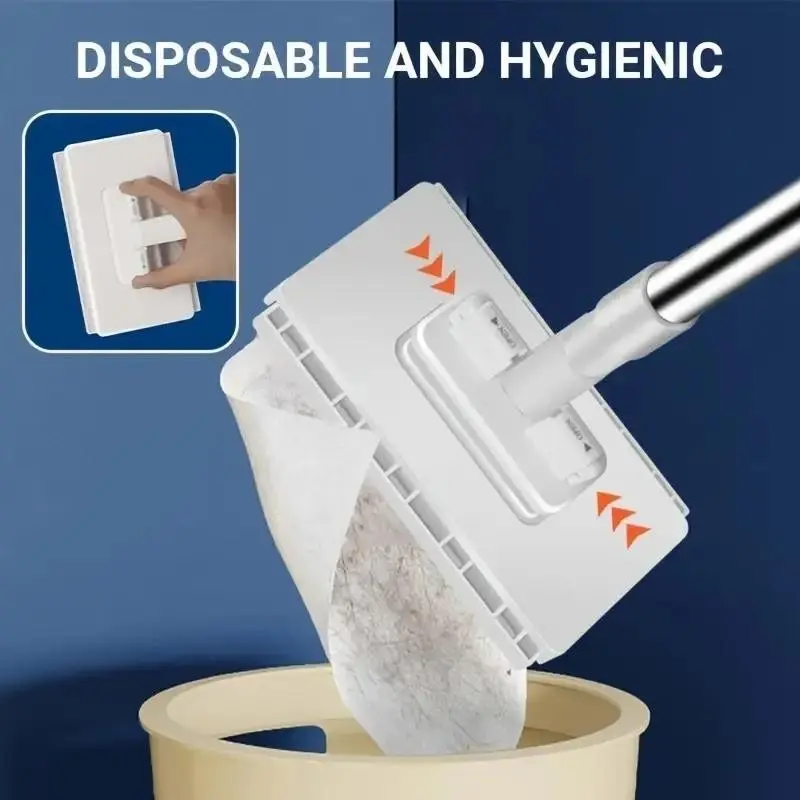 Hands-Free Automatic Flat Mop System, One-Click Cloth Replacement, Abs Robot Mopping Tool, Space-Saving Design for Home Cleaning, Floor Cleaner Mop
