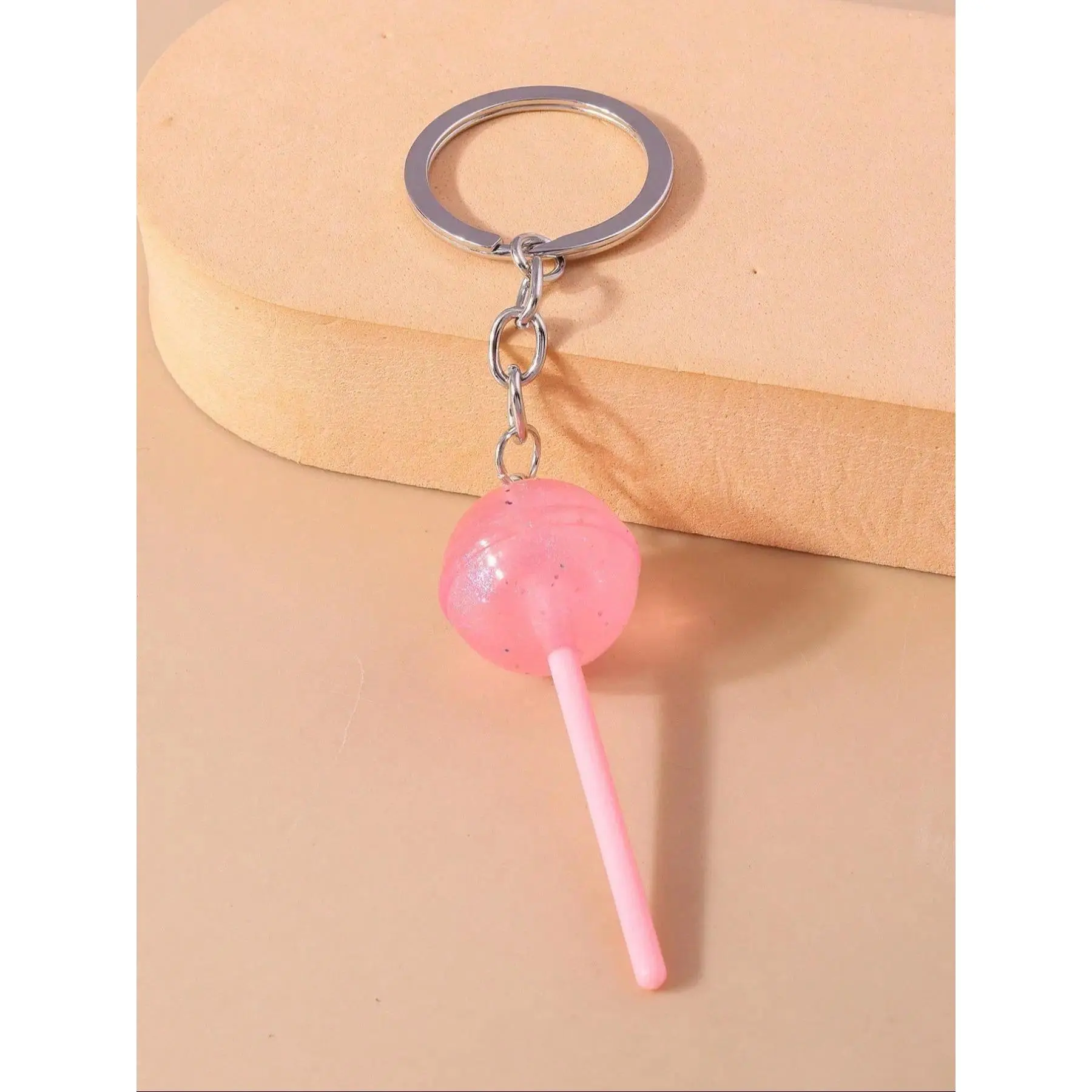 Peppy Pink Lollipop Keychain, Cute Alloy Charm Pendant for Handbags and Keys, Lightweight Durable Accessory for Women and Girls, Lollipop Charm, Playful Look, Casual, Daily, Birthday Gift Ideas, Alloy Metal, Lollipop Shape
