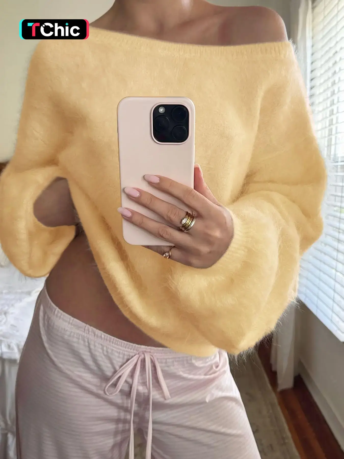 Women's Scoop Neck Solid Color Off-Shoulder Long Sleeve Fall/Winter Loose Casual Fashion Versatile Knit Pullover Top – Cozy Vibe Soft Comfortable Women's Asymmetric Sweater