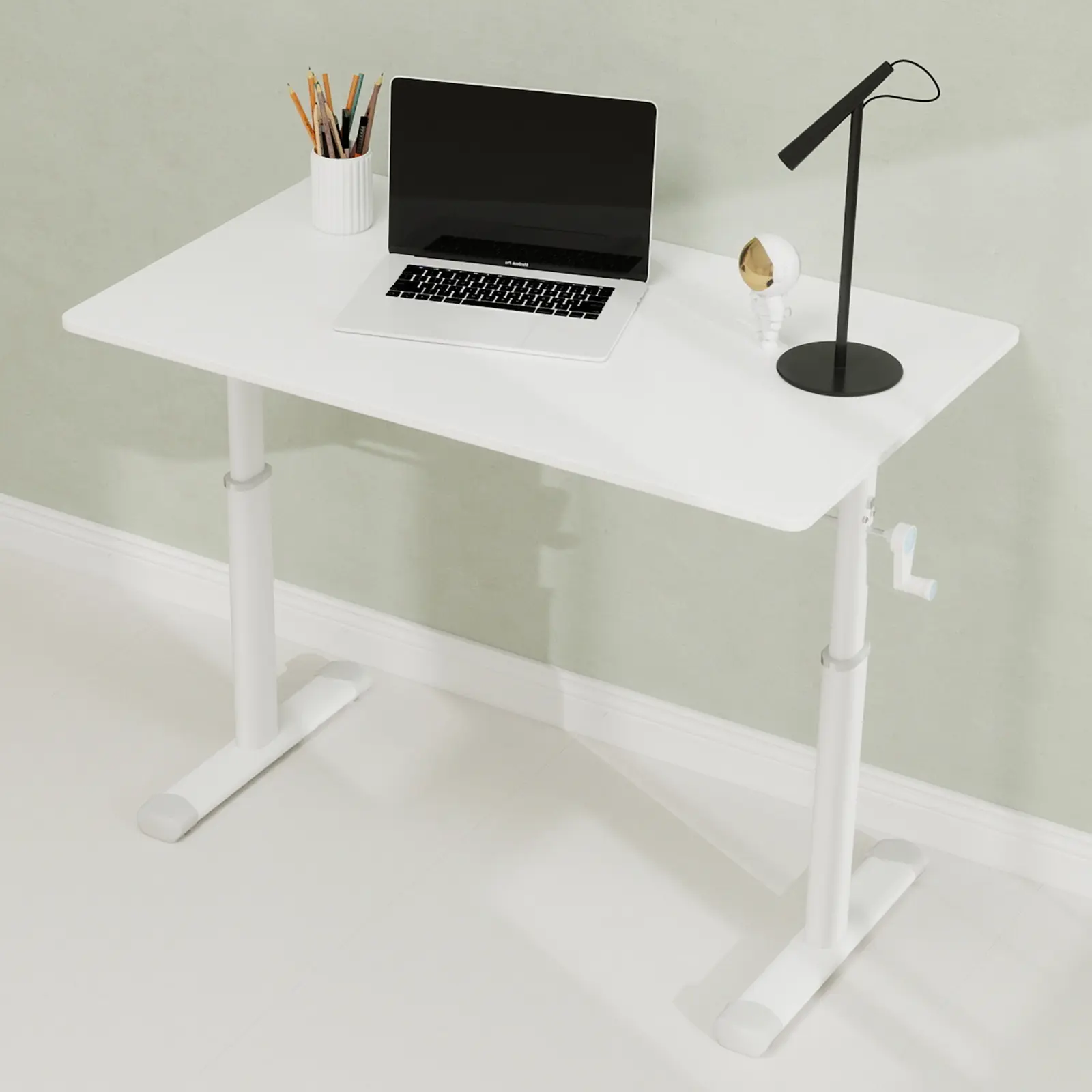 ARCH Height-Adjustable Multifunctional Desk, 60cm x 100cm White Compact Sturdy-Frame Study/Writing/Computer Table for Kids, Ideal for Small Spaces, Home Office, Bedroom Sofa Side
