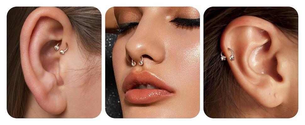 Cassieca 16G Septum Rings for Women Men | Implant Grade G23 Titanium Horseshoe Septum Piercing Jewelry | Helix Daith Cartilage Tragus Earrings Nose Lip Eyebrow Piercing Jewelry 8mm 10mm 12mm