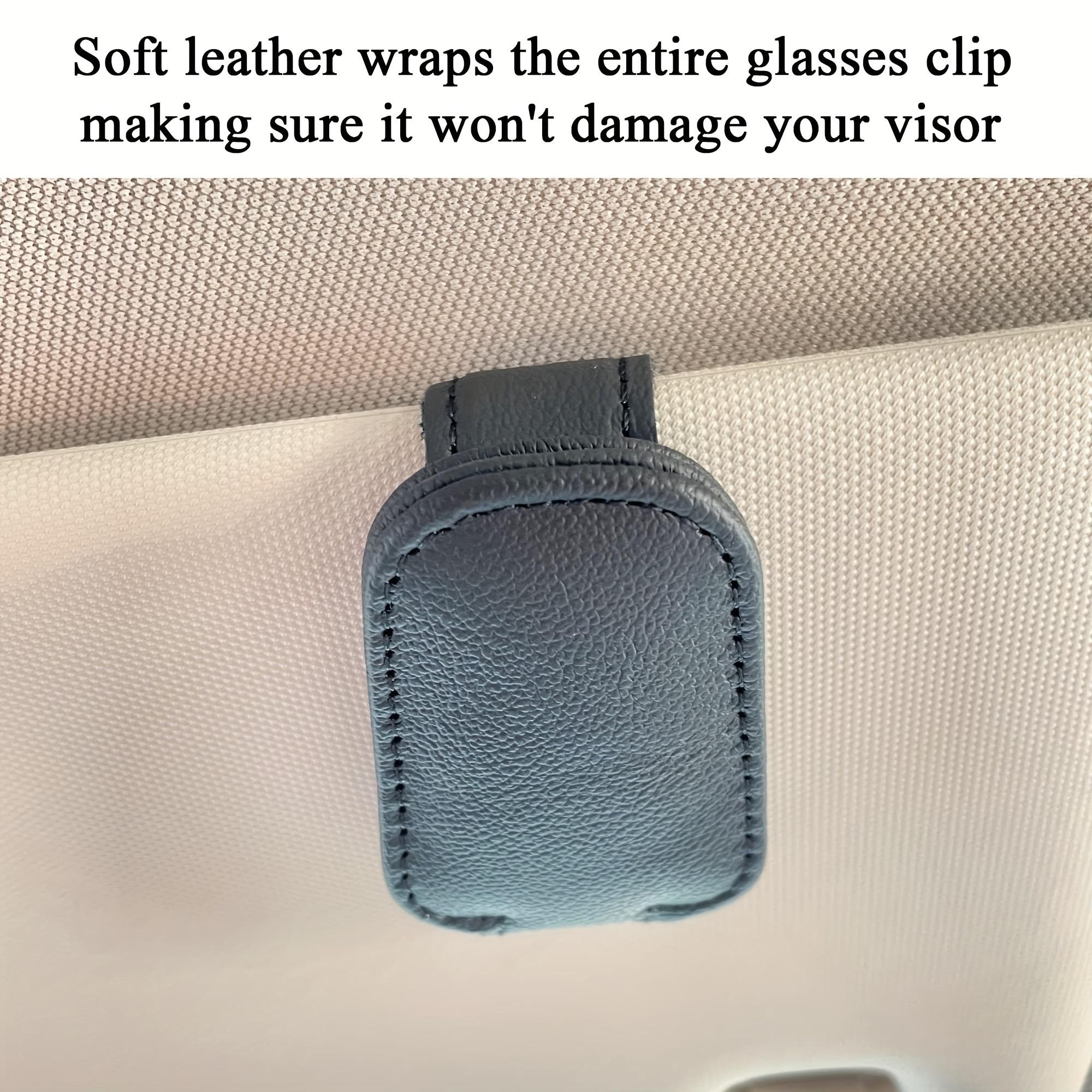 Sunglasses Holders For Car, Magnetic Genuine PU Leather Sunglasses Clip For Car Visor, Glasses Hanger Clip, Car Interior Visor Accessories