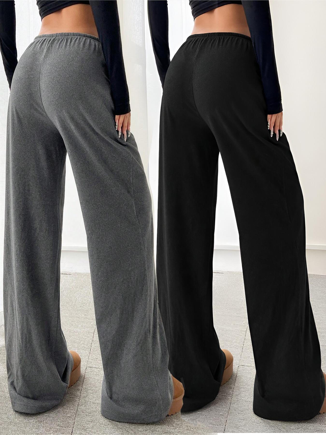 Women's Letter Pattern Drawstring Waist Wide Leg Pants, Casual Comfy Trousers for Daily Wear, Comfortable Pants for Women, Ladies Bottoms for Fall & Winter, Pants for Women