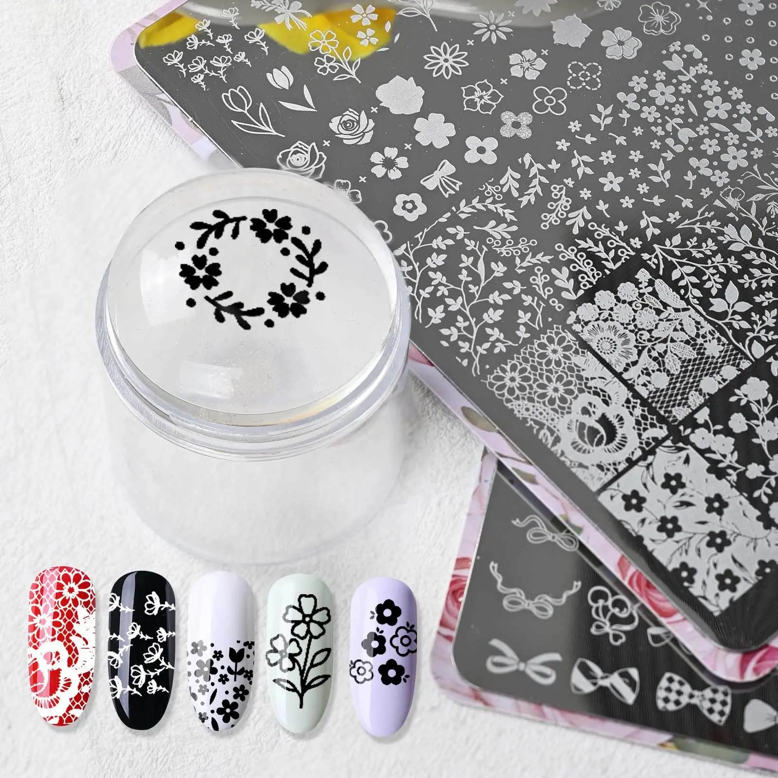 Nail Art - Stainless Steel Stamping Plates - Create Stunning Designs with Ease, for Gel Polish DIY Nail Design,Nail Enhancement Printing Template Pattern Transfer Tool, Nail Art Tools