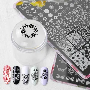 Classic Plaid & French Line Design Nail Stamping Plates, Durable Metal Transfer Stencils, Multi-Pattern Nail Art Template for Nail Decoration, Ideal for Home & Salon Manicure Use