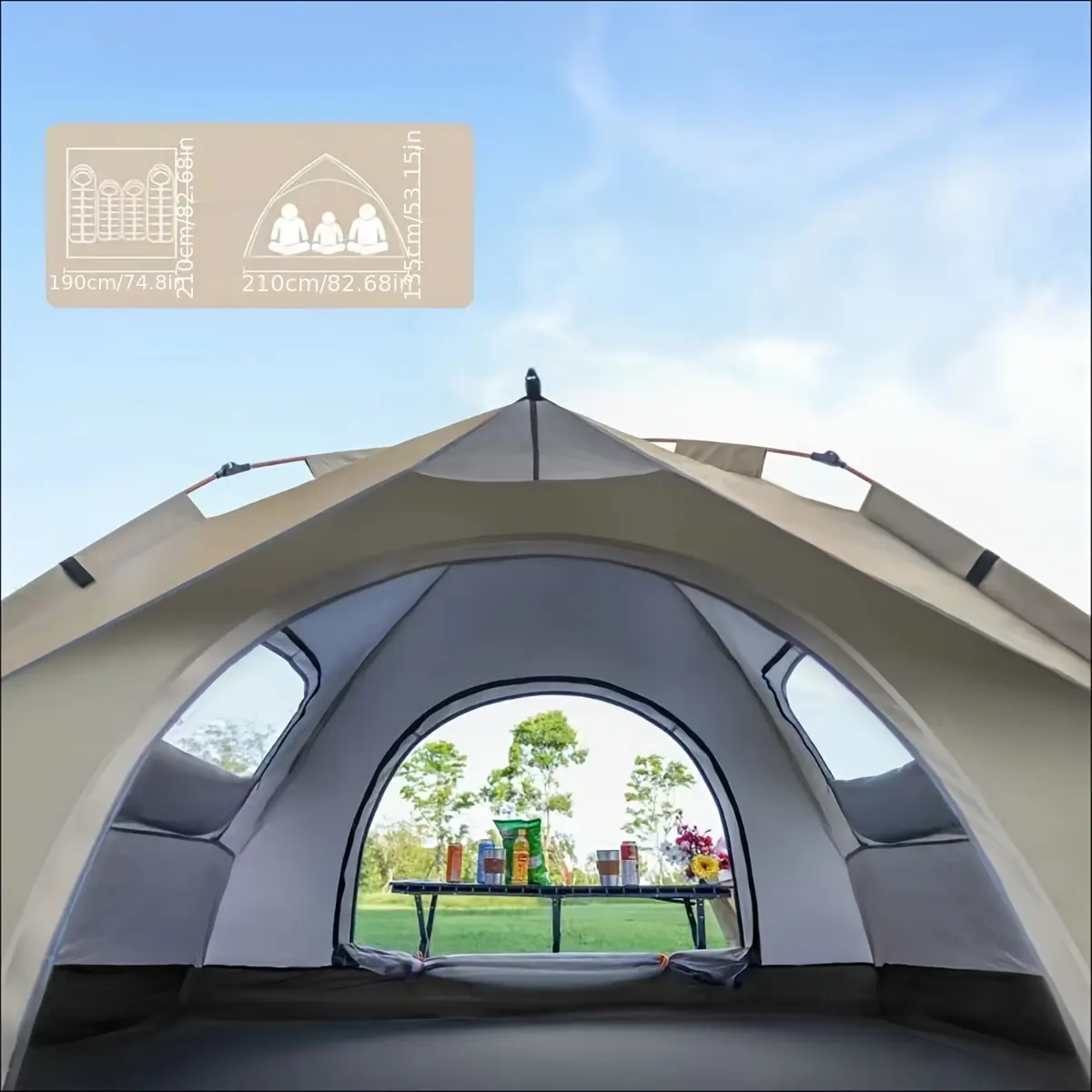 Automatic Instant Setup Camping Tent - 1-3/3-4 Person All-Season Tent with Dual Doors & Mesh Windows, Windproof Lightweight Tent for Camping, Travel, Campers Accessories, Camping Tent, Hiking Gear, Durable Construction, Adventure Seekers