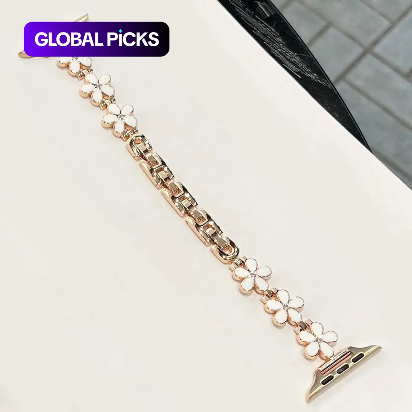Flower Design Watch Band, Fashionable Smartwatch Strap for Women, Compatible with Apple Watch Series, Wearable Watch Accessory and Gift for Women and Men #GLOBAL PICKS