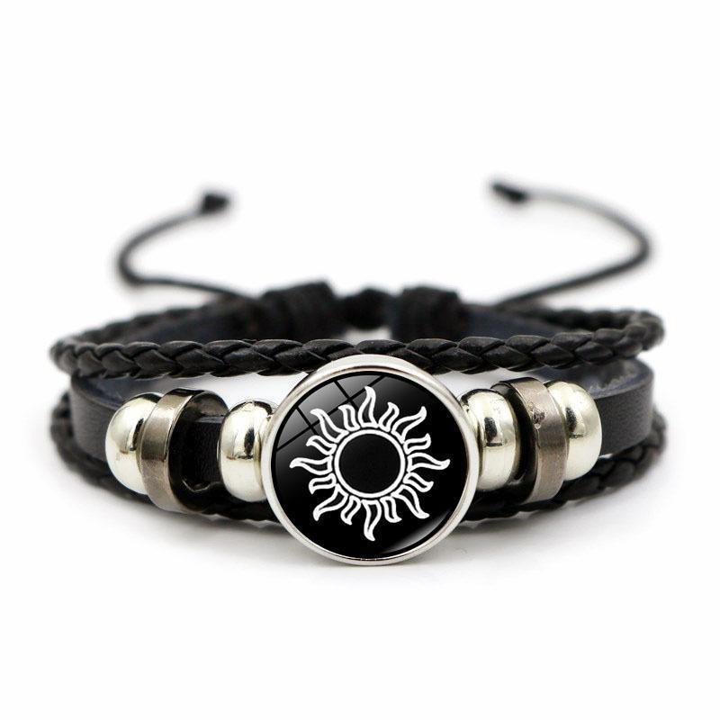 Sun & Moon Lovers Leather Bracelet Vintage Punk Multi-Layer Beaded Woven Design Couple Gift with PU Leather and Glass Accents Sun & Moon Lovers Leather Bracelet Vintage Punk Multi-Layer Beaded Woven Design Couple Gift with PU Leather and Glass Accents