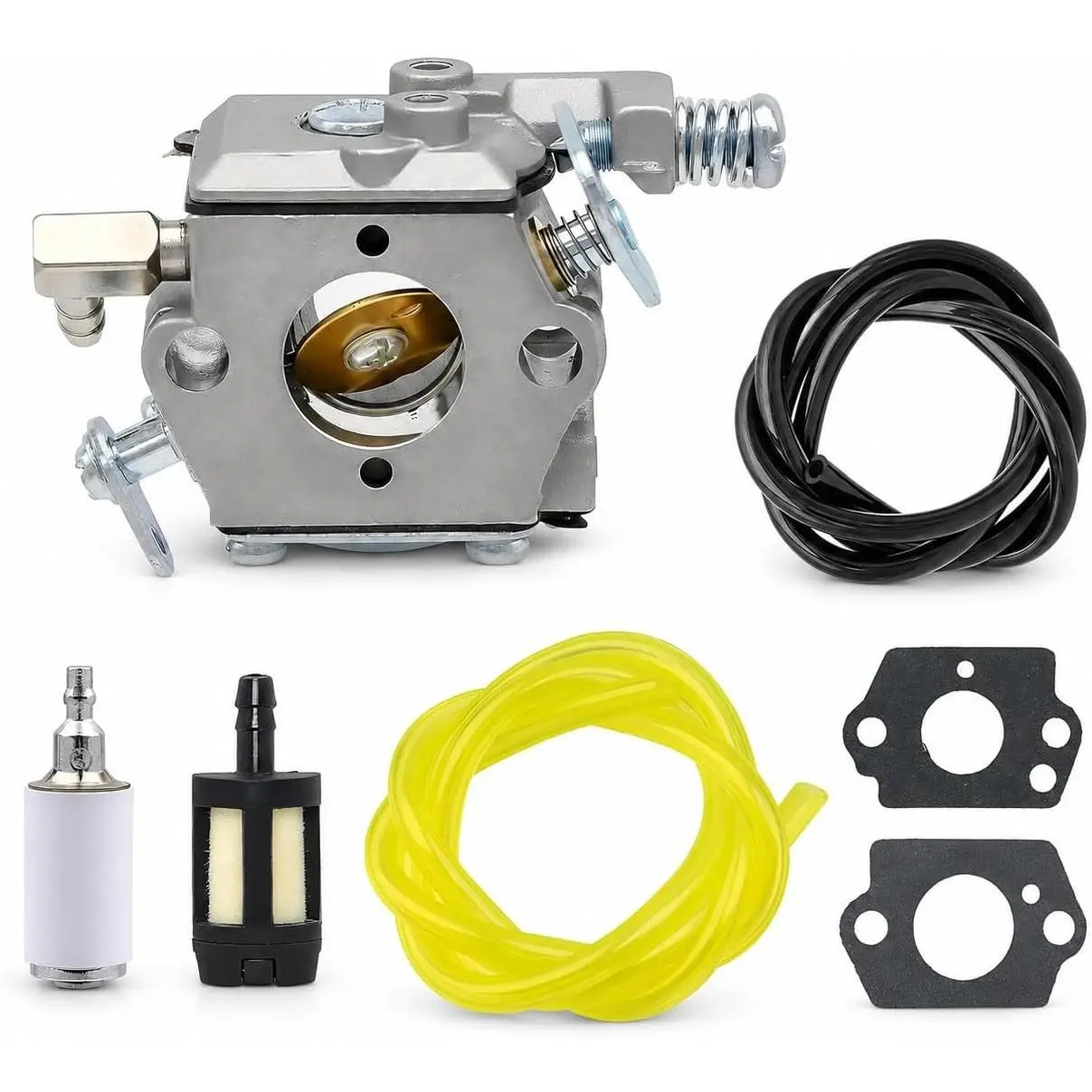 Carburetor Kit for Tecumseh TM049XA TC200 TC300 2-Cycle Engines | 640347 640347A, Includes Fuel Filter, Fuel Line, Spark Plug, For Ice Augers, Tillers, Power Drills, Vertical Engines