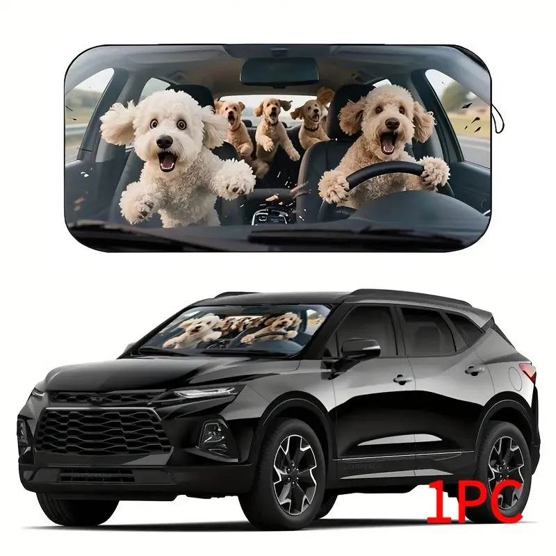 Cute Dog Car Sunshade, Fashionable Women's UV Protection Board, Fits Various Cars, Heat Insulation, Privacy, Foldable, Easy Storage, Car Sunshades For Windshield
