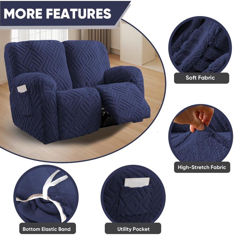 Lavishcover Recliner Loveseat Chair Cover 6pc Set Stretch Sofa Slipcover Nonslip Elastic Furniture Protector for Living Room Home Decor