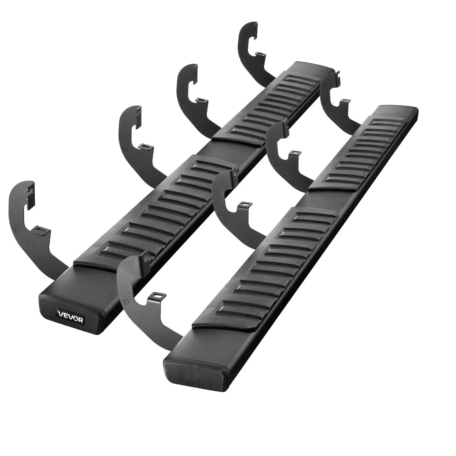 VEVOR 6 in/152.4 mm Running Boards, Black Textured Aluminum Nerf Bars with 500 lbs Weight Capacity, Compatible with 2019-2025 Chevy Silverado/GMC Sierra 1500 Crew Cab & 2020-2025 2500HD-3500HD Crew Cab, Boosts Traction for Camping & Construction Sites