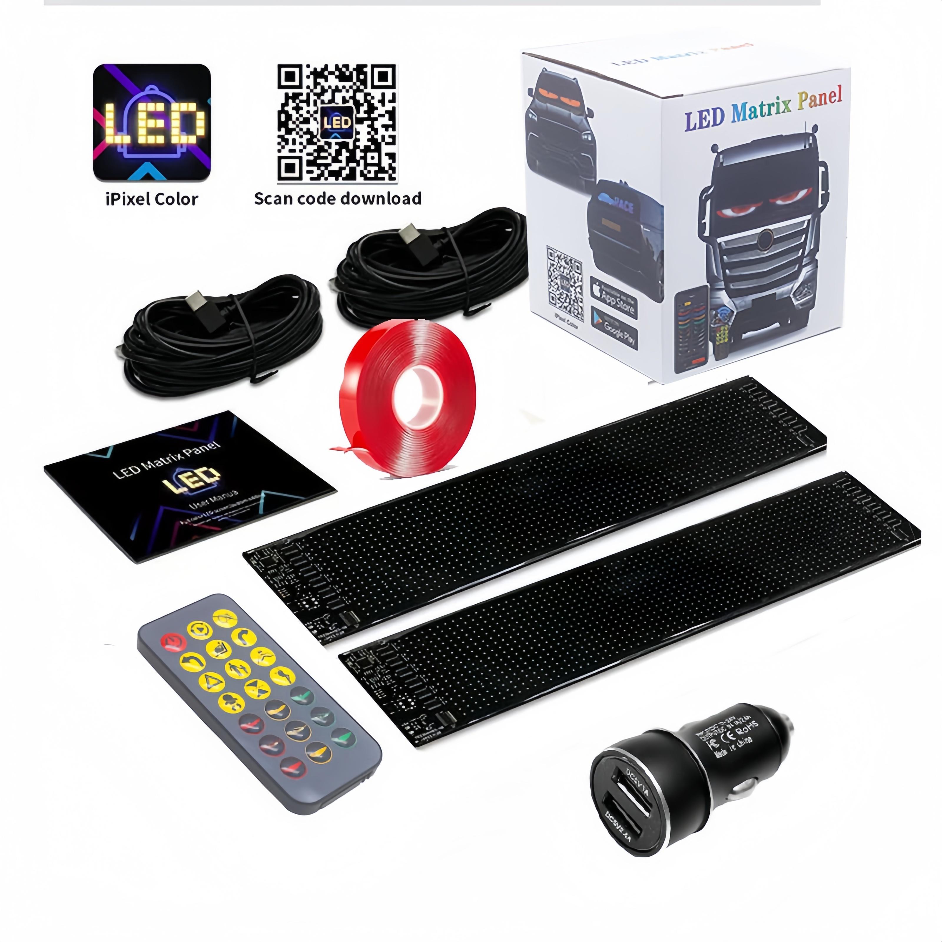 Programmable LED Car Window Display, Ultra Thin Flexible Scrolling LED Sign for Windshield, Custom Text and Animation with APP and Remote Control, USB Powered LED Car Light for Cars and Trucks christmas decoration gift Vehicle fun car accessories