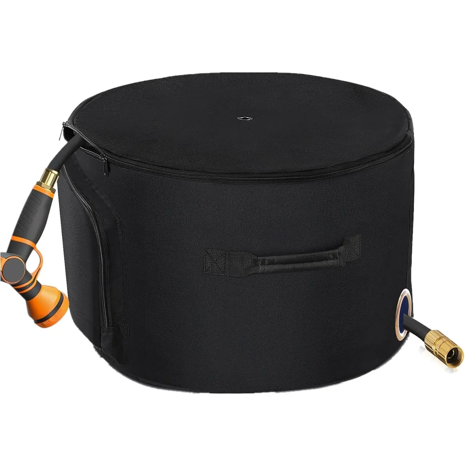 Garden Water Hose Holder Storage Bag Pot,Water Hose Hider,Holds 150 ft Hose ,Bottom With Drain Holes,Patio and Indoor-Black