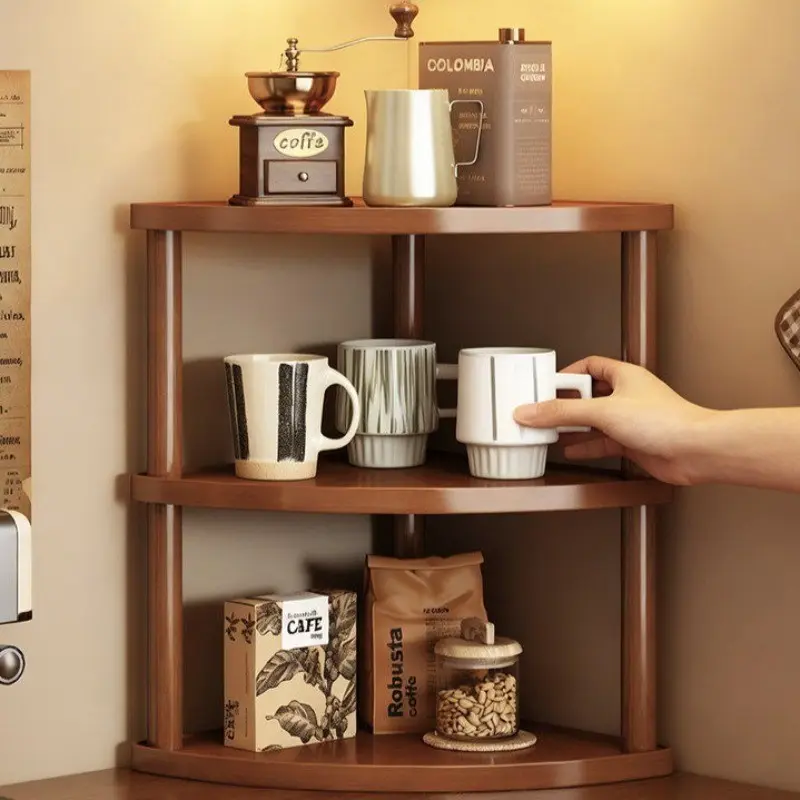 1pc Corner Desktop Organizer Rack, Multi-Layer Cup Holder, Home Kitchen Dining Cabinet Tea Cup Mug Storage Shelf, Countertop Display Stand