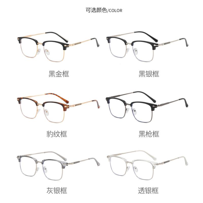 Same Style Retro Eyebrow Frame Glasses | Tech Nerd Handsome Men'S Fashion Trendy with Full Rim, Rectangular Shape, PC Frame, Resin Lenses, TR90 Temples