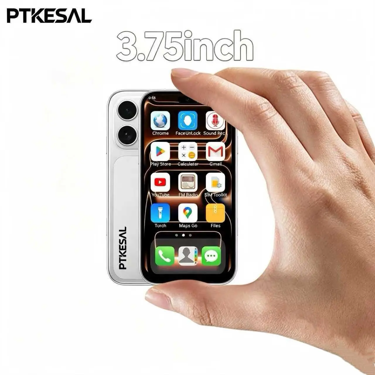PTKESAL - Children's Mini Phone 3.75-inch small screen Android 10.0 2GB+16GB 2+2MP dual camera quad core processor Bluetooth WiFi dual card dual standby portable home smartphone