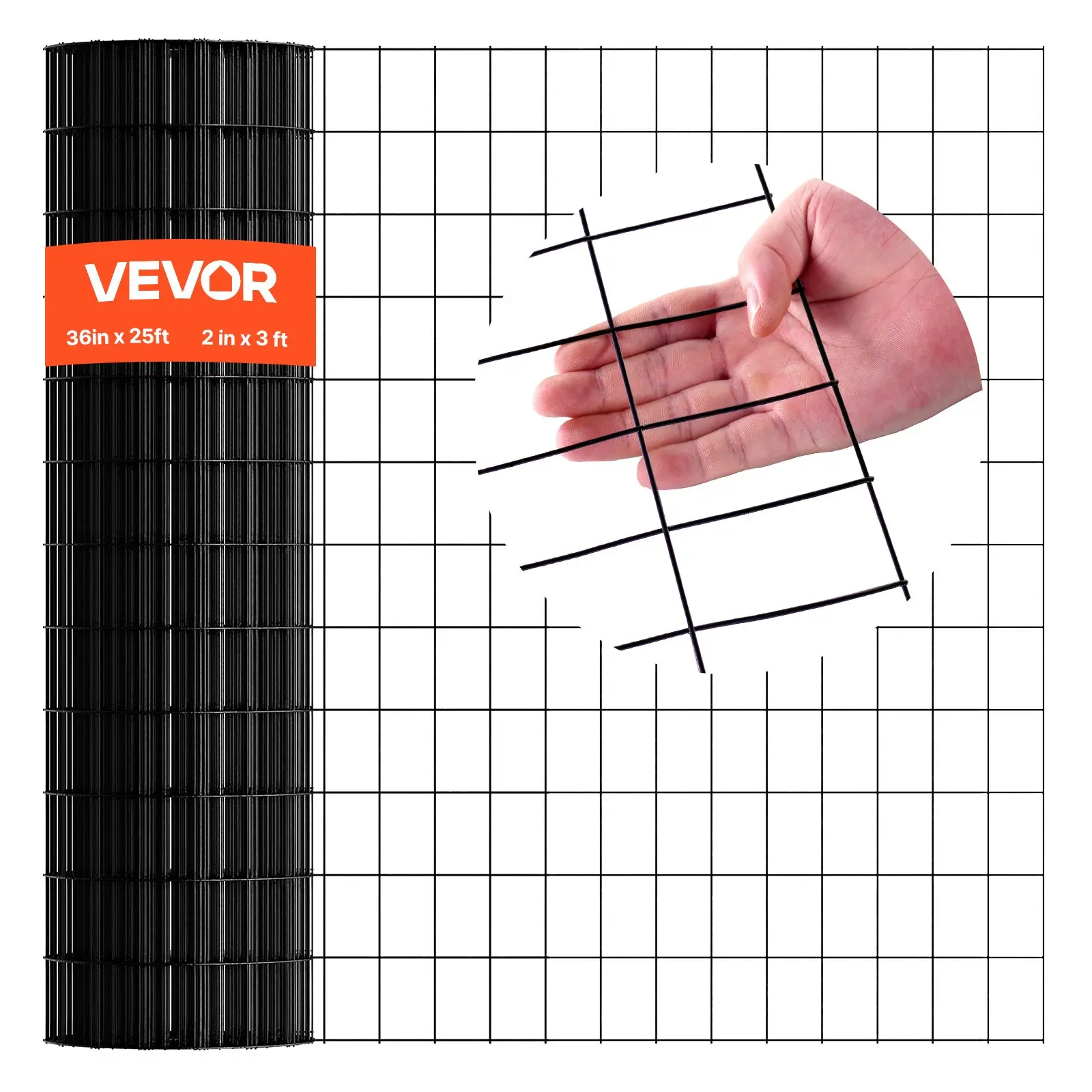 【DealsForYouDays】VEVOR Hardware Cloth 36 inx 25 ft, 2x 3 in Mesh 16 Gauge Galvanized Wire Mesh Roll, Weather-Resistant Vinyl Coated Chicken Wire Fencing, Heavy Duty Welded Garden Plant Fencing for Rabbit Cage Snake