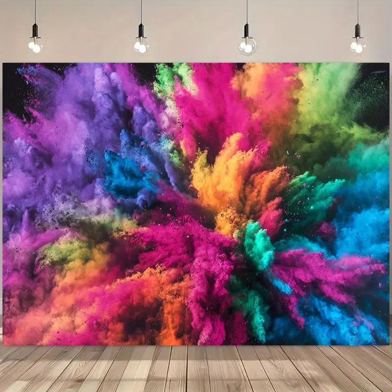 Color Splash Abstract Powder Fantasy Art Paint Tapestry - Holi Festival Backdrop, Wall Hanging Decoration for Holiday Parties, Home Decor, Ideal Gift