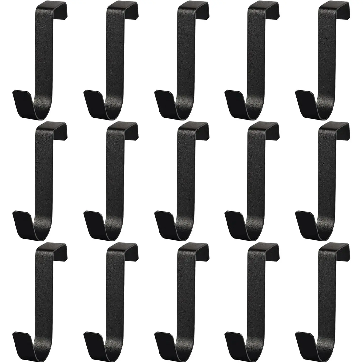 15 Pack Over The Cabinet Door Hooks, Cabinet Drawer Organizer, Metal Cabinet Hooks for  Stocking Clothes Towels (Black)