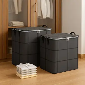 Folding wardrobe storage bag, large capacity double zipper with handle household clothes bedding storage box, suitable for moving travel bed storage basket and out of bed storage bag, Under-Bed Storage, Moving Storage, Compact Organizer, Fo