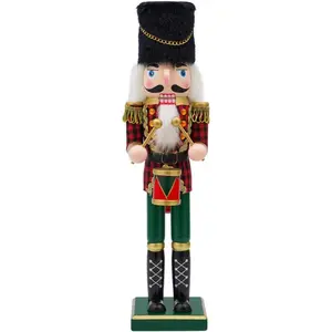 14 inch Handcrafted Wooden Drummer Nutcracker Figures Collectible Christmas Decor Ornaments for Tabletop Shelves (Drum)