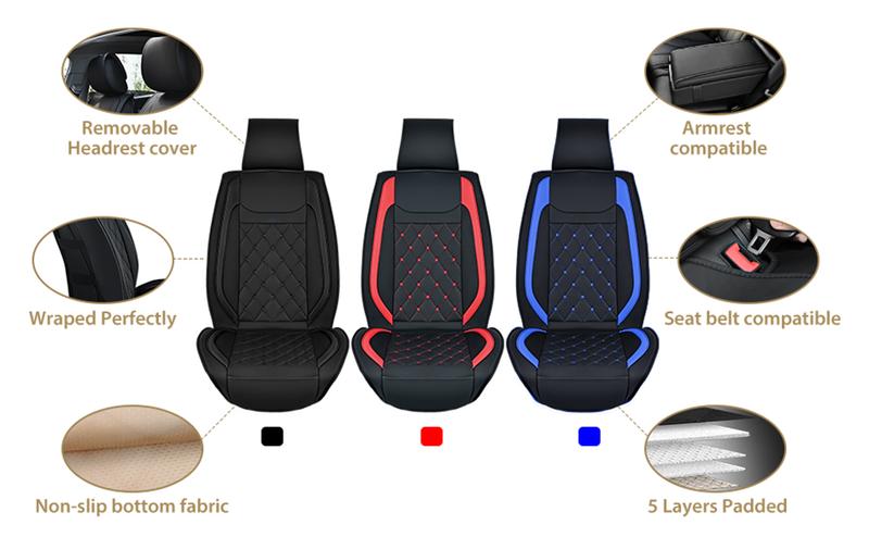 Nilight Hyundai Honda Accord Kia Civic Corolla Camry CRV RAV4 Fusion 5 Seat Covers (Full Set, Black)